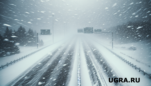 Снег и штормовой ветер: на двух трассах Югры введены ограничения