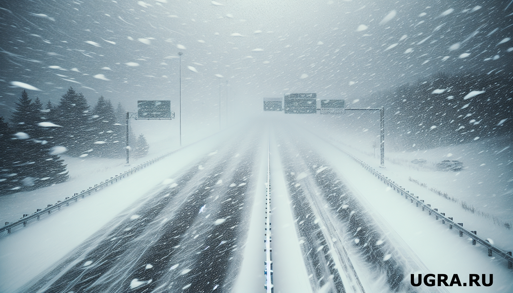Снег и штормовой ветер: на двух трассах Югры введены ограничения
